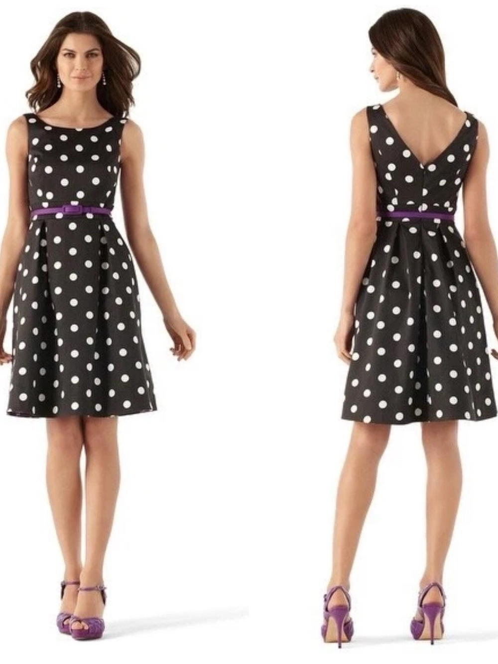 NWT White House Black Market Connect-The-Dot A-Line Polka Dot Dress